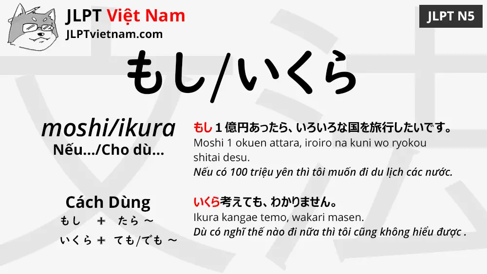 Học Ngữ Pháp JLPT N5 もし いくら moshi ikura JLPT Sensei Việt Nam