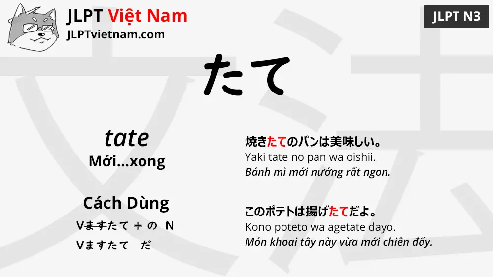 Học Ngữ Pháp JLPT N3: たて (tate) - JLPT Sensei Việt Nam