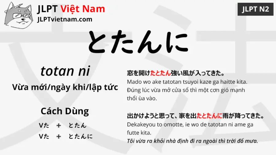 Học Ngữ Pháp JLPT N2: とたんに (totan ni) - JLPT Sensei Việt Nam