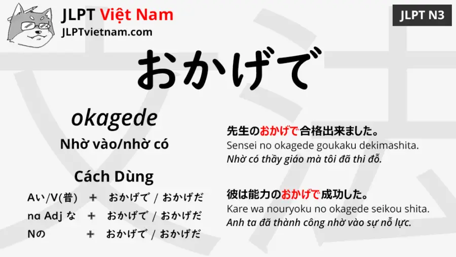 Học Ngữ Phap Jlpt N3 おかげで Okagede Jlpt Sensei Việt Nam