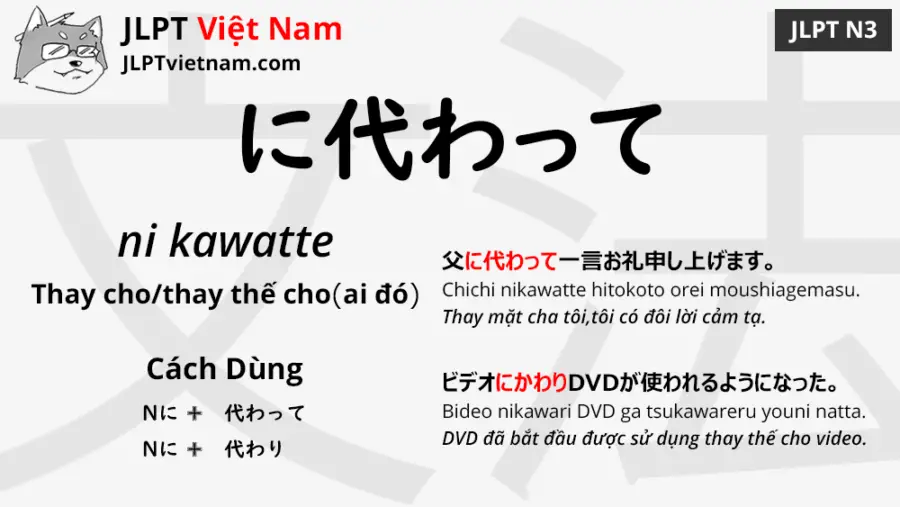 Học Ngữ Phap Jlpt N3 に代わって Ni Kawatte Jlpt Sensei Việt Nam