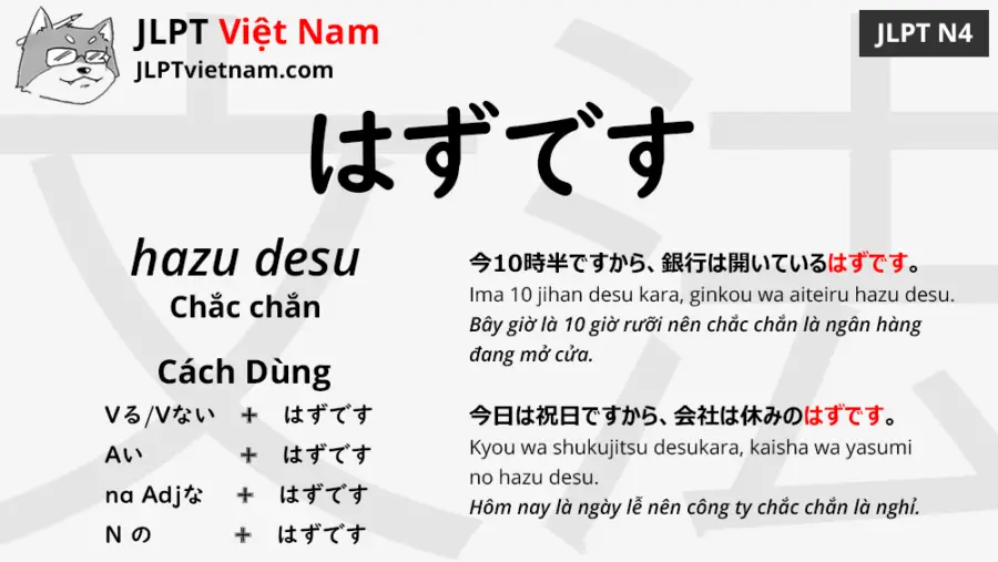 Học Ngữ Pháp JLPT N4: はずです (hazu desu) - JLPT Sensei Việt Nam