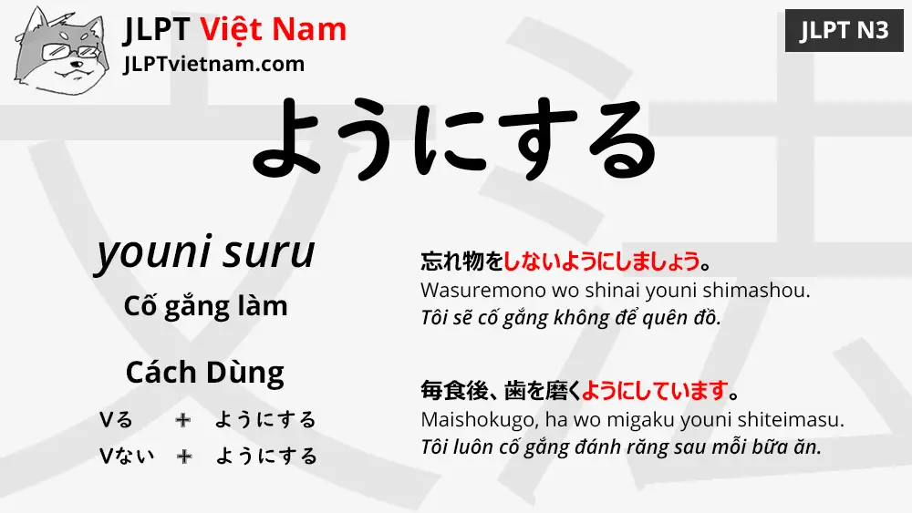 Học Ngữ Phap Jlpt N3 ようにする Youni Suru Jlpt Sensei Việt Nam