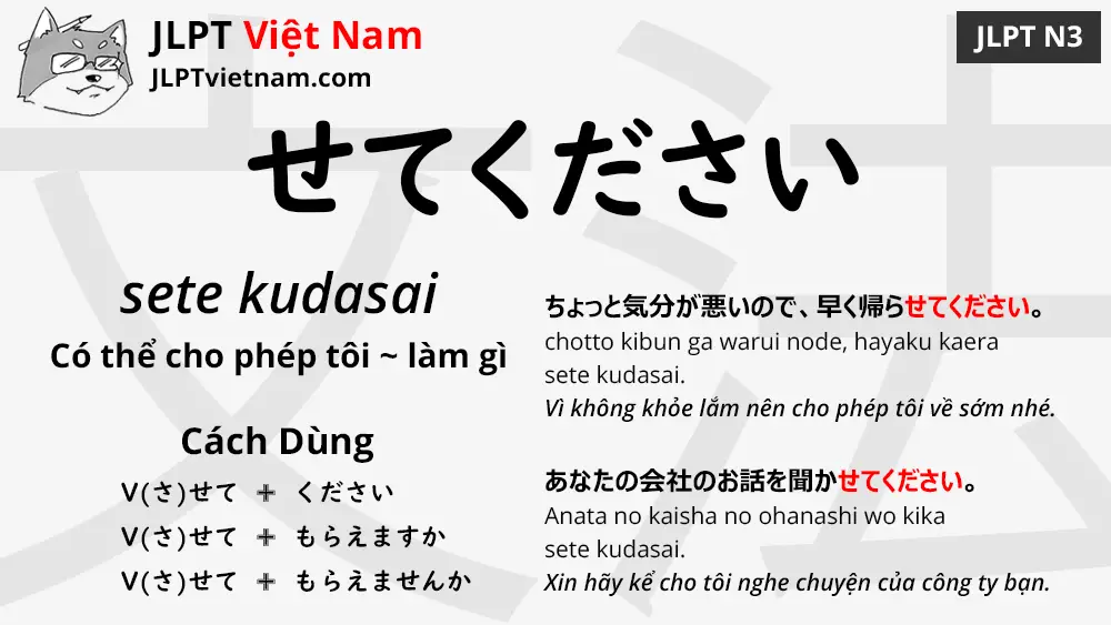 Học Ngữ Phap Jlpt N3 せてください Sete Kudasai Jlpt Sensei Việt Nam