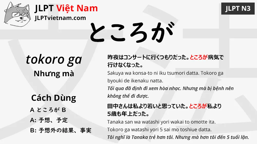 Học Ngữ Phap Jlpt N3 ところが Tokoro Ga Jlpt Sensei Việt Nam