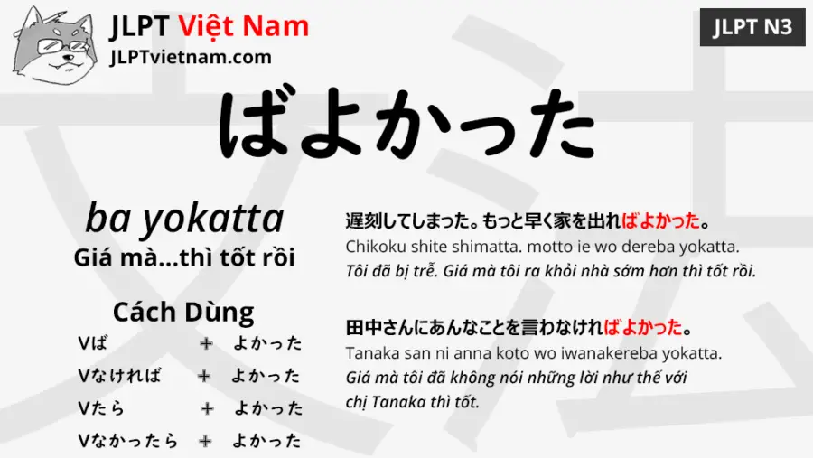 Học Ngữ Phap Jlpt N3 ばよかった Ba Yokatta Jlpt Sensei Việt Nam