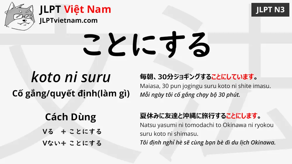 Học Ngữ Pháp JLPT N3: ことにする (koto ni suru) - JLPT Sensei Việt Nam