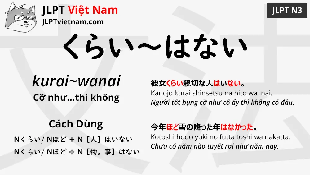 Học Ngữ Phap Jlpt N3 くらい はない Kurai Wanai Jlpt Sensei Việt Nam