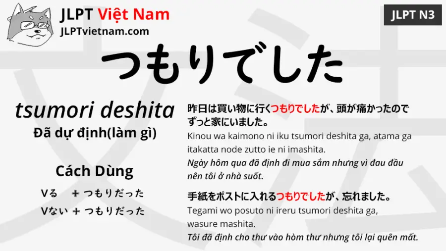 Học Ngữ Phap Jlpt N3 つもりでした Tsumori Deshita Jlpt Sensei Việt Nam