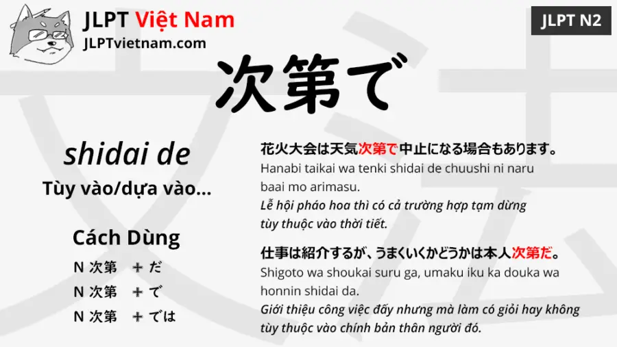 Học Ngữ Phap Jlpt N2 次第で Shidai De Jlpt Sensei Việt Nam
