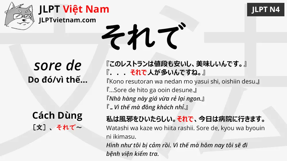 Học Ngữ Pháp JLPT N4: それで (sore de) - JLPT Sensei Việt Nam