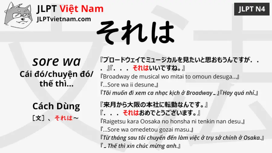 Học Ngữ Phap Jlpt N4 それは Sore Wa Jlpt Sensei Việt Nam