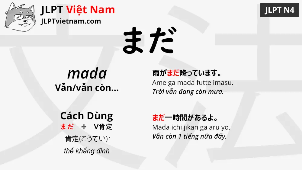 Học Ngữ Phap Jlpt N4 まだ Mada Jlpt Sensei Việt Nam