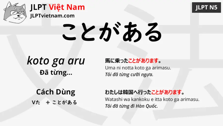 Học Ngữ Pháp JLPT N5: ことがある (koto ga aru) - JLPT Sensei Việt Nam