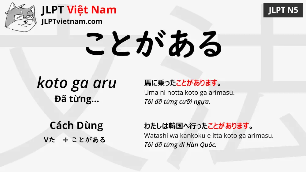 Học Ngữ Pháp JLPT N5: ことがある (koto ga aru) - JLPT Sensei Việt Nam