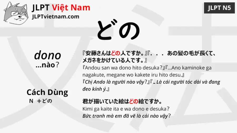 Học Ngữ Pháp JLPT N5: どの (dono) - JLPT Sensei Việt Nam